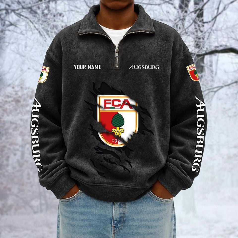 Augsburg Custom Name Quarter Zip Pullover Sweatshirt - Multicolor
