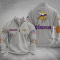 Customized Minnesota Vikings Striped Quarter-Zip Sweatshirt