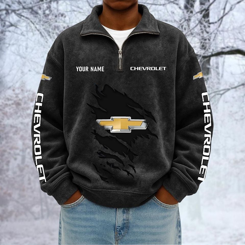 Chevrolet Custom Name Quarter Zip Pullover Sweatshirt - Multicolor