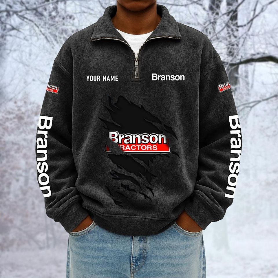 Branson Tractors Custom Name Quarter Zip Pullover Sweatshirt - Multicolor