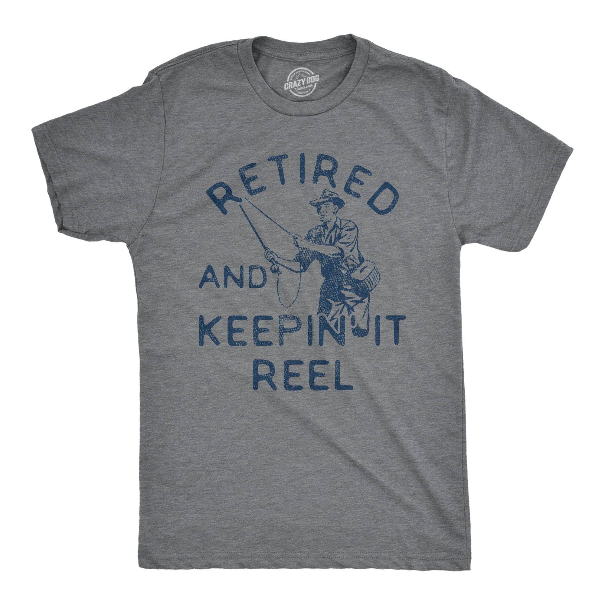 Retired and Keepin It Reel Men's Tshirt Fishing Graphic Tee