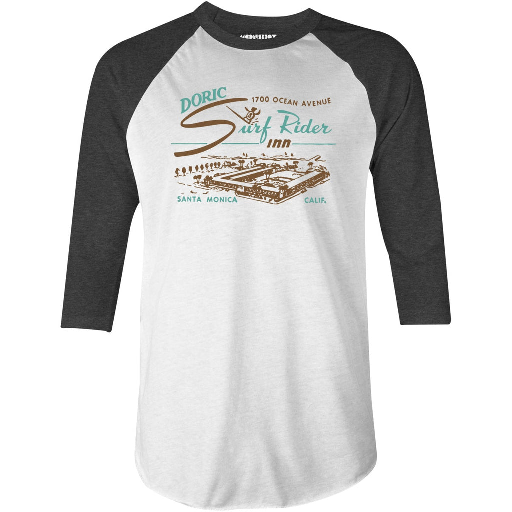 Doric Surf Rider Inn - Santa Monica, CA - Vintage Hotel - 3/4 Sleeve Raglan