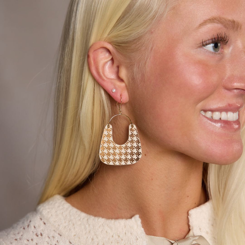 Ecru and Bronze Houndstooth Noras