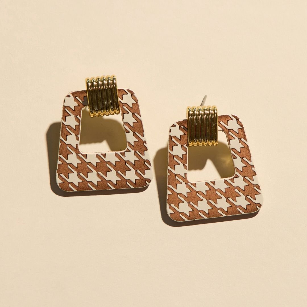 Ecru & Bronze Houndstooth Avery