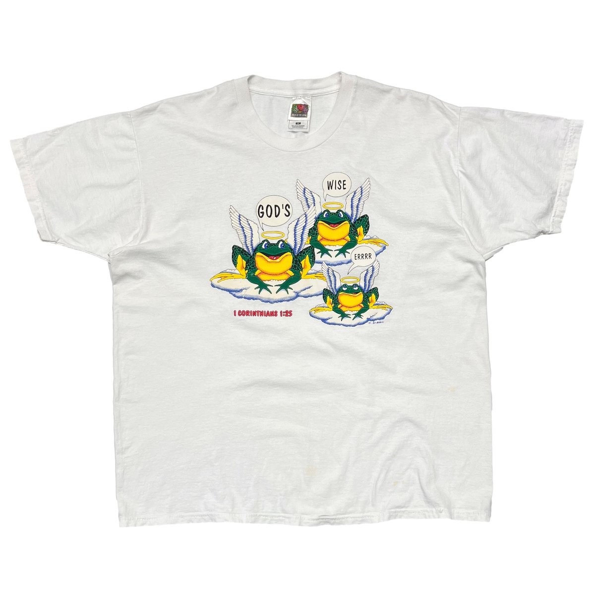 OLD & VINTAGE Budweiser Parody 3 ANGEL FROGS WHITE FRUIT OF THE LOOM XL 4137