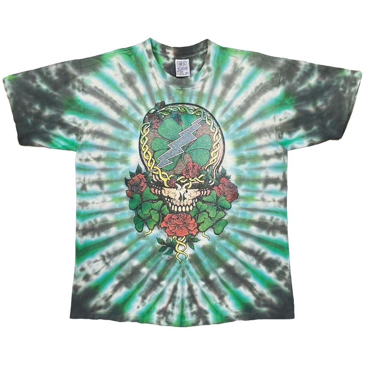 GRATEFUL DEAD 1995 SKULL & CROSS TIE DYE GREEN XL 3575