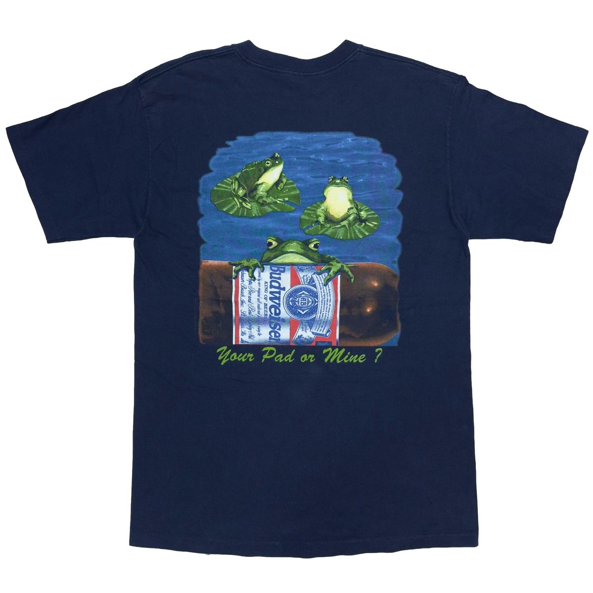Budweiser 3 FROGS FLOATED POND NAVY SOF TEE XL 8125