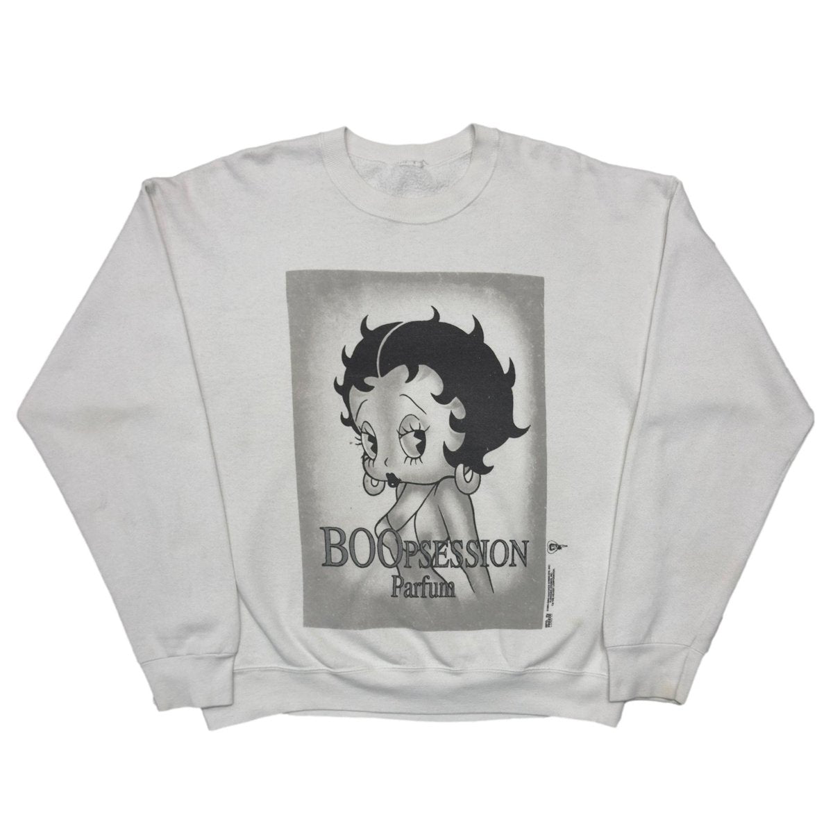 BETTY BOOP BOOPRESSION Parfum Calvin Klein PARODY CREWNECK SWEATSHIRT WHITE FITS XL-XXL 3896