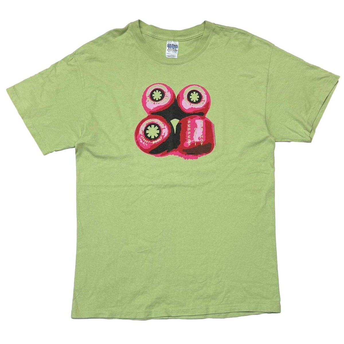 RED HOT CHILI PEPPERS WHEELS LIME GREEN GILDAN LARGE 9039