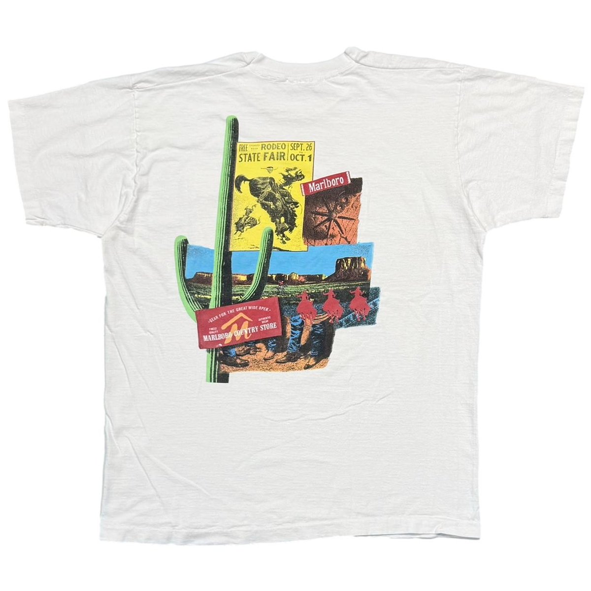 Marlboro CACTUS RODEO COUNTRY STORE POCKET WHITE FITS XL 7303