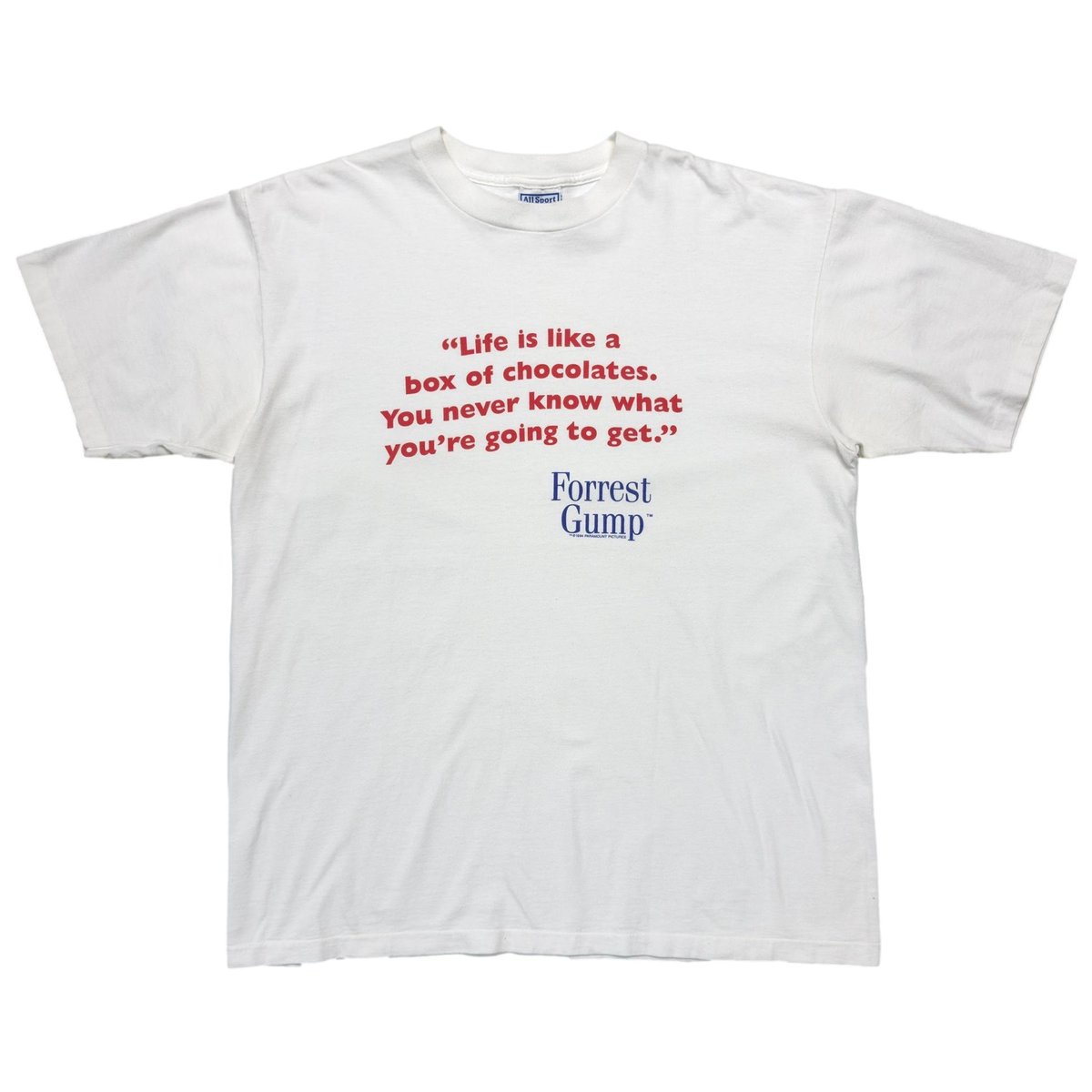 FORREST GUMP MOVIE PROMO Life is like a box of chocolates. WHITE ALL SPORT XL 8172