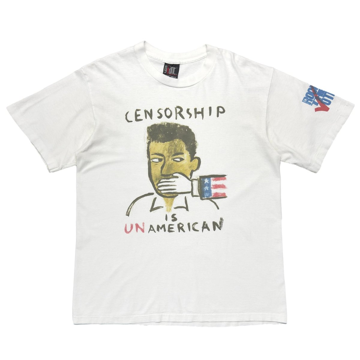 CENSORSHIP IS UNAMERICAN ROCK THE VOTE GIANT BY TEEJAYS LARGE 6858