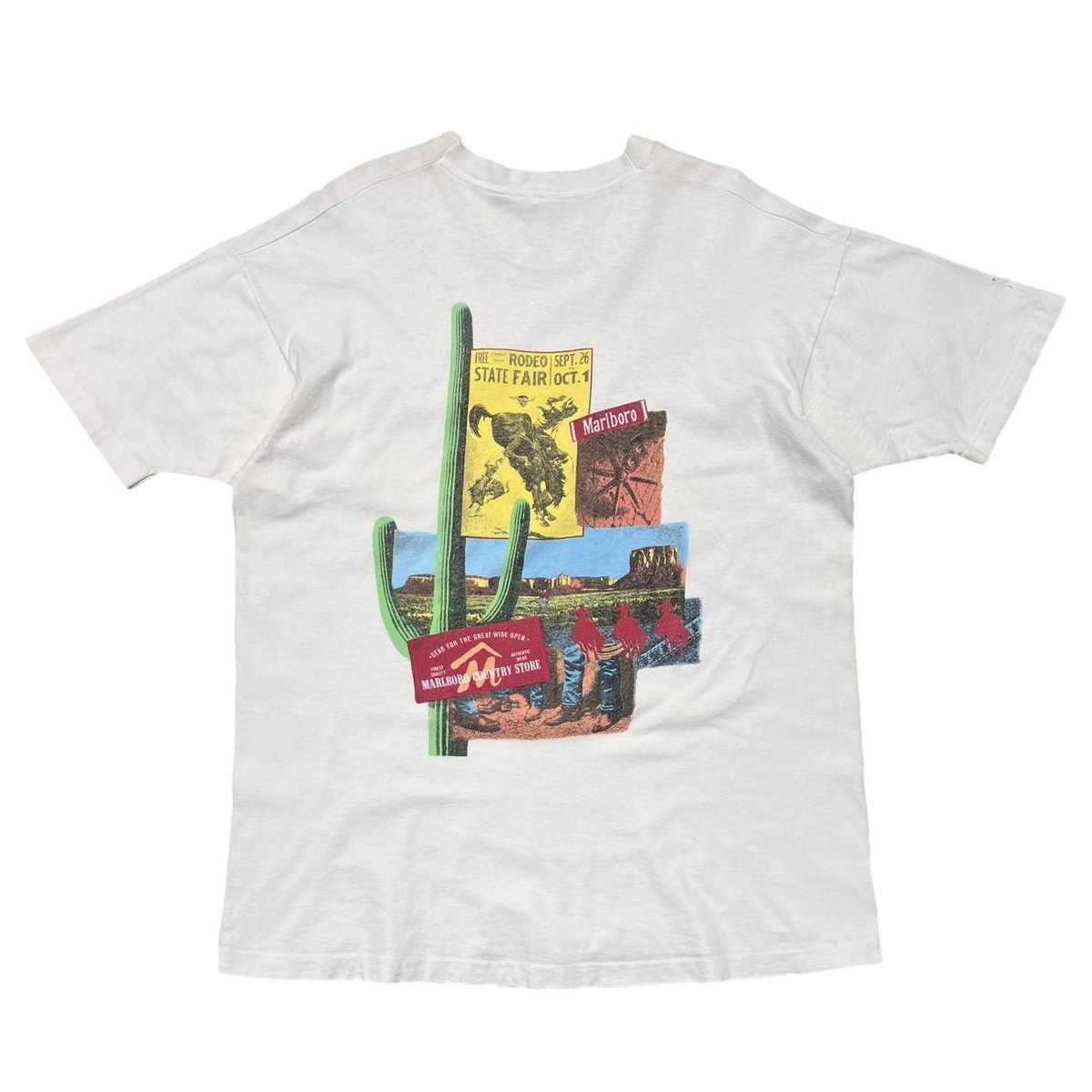 Marlboro CACTUS RODEO COUNTRY STORE POCKET WHITE FRUIT OF THE LOOM XL 4959