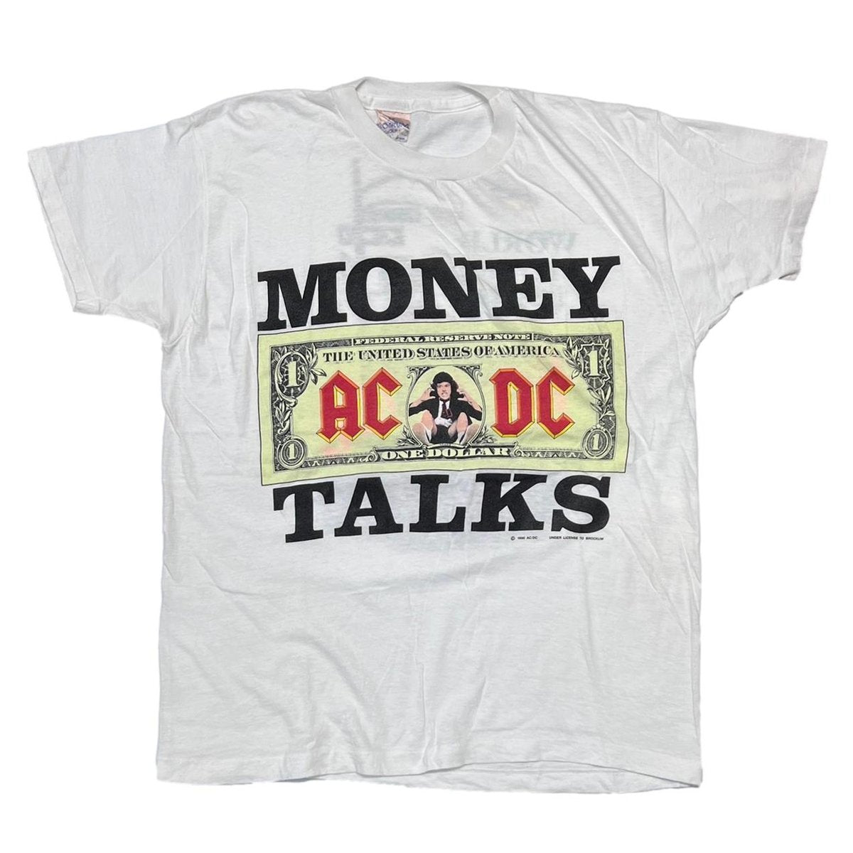 AC/DC 1990 MONEY TALKS WORLD TOUR 1990/91 WHITE BROCKUM LARGE 7266