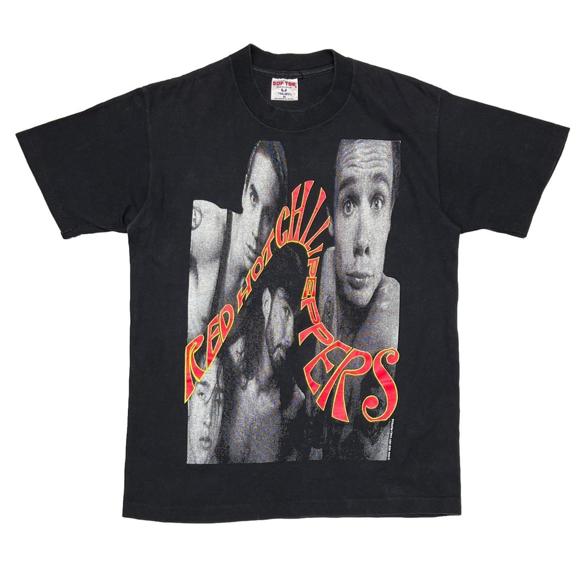 RED HOT CHILI PEPPERS 1990 MEMBER PORTRAIT CURVING LOGO SOF TEE MEDIUM 3122