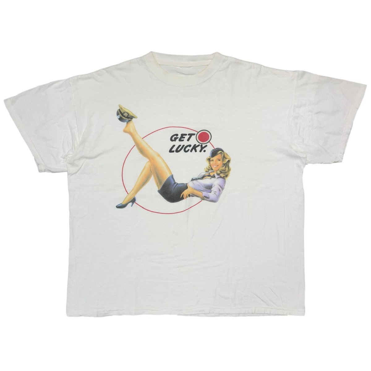LUCKY STRIKE GET LUCKY PINNUP GIRL WHITE FITS L-XL 9491