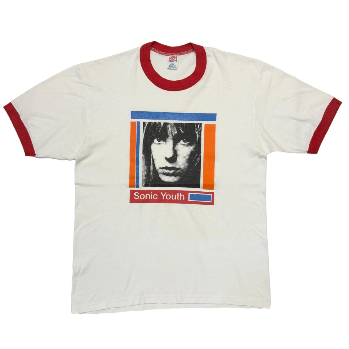 SONIC YOUTH Jane Birkin RINGER RED/WHITE SOFFE SHIRTS LARGE 7220
