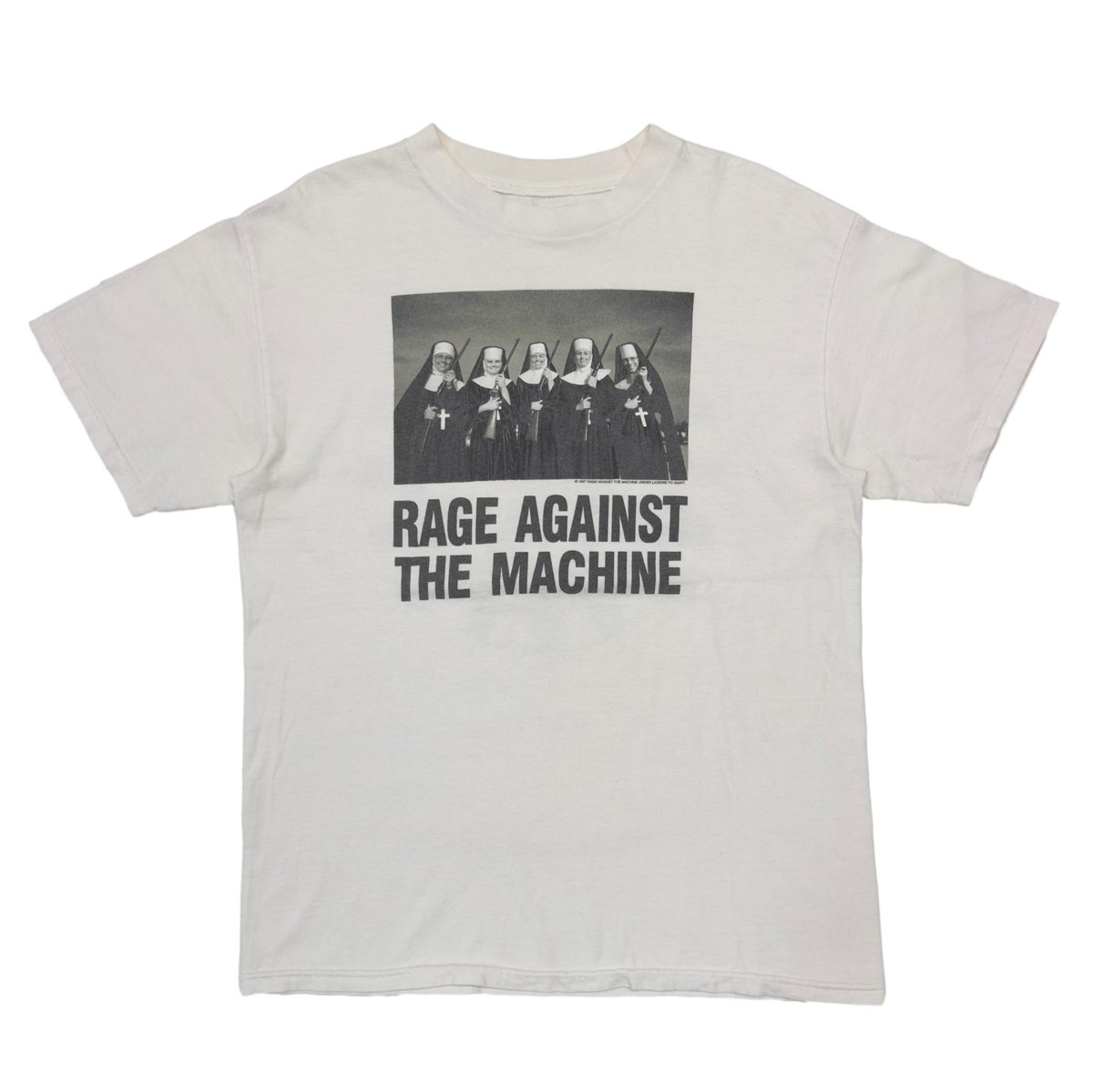 RAGE AGAINST THE MACHINE 1997 NUNS AND GUNS WHITE FITS M-L 7766