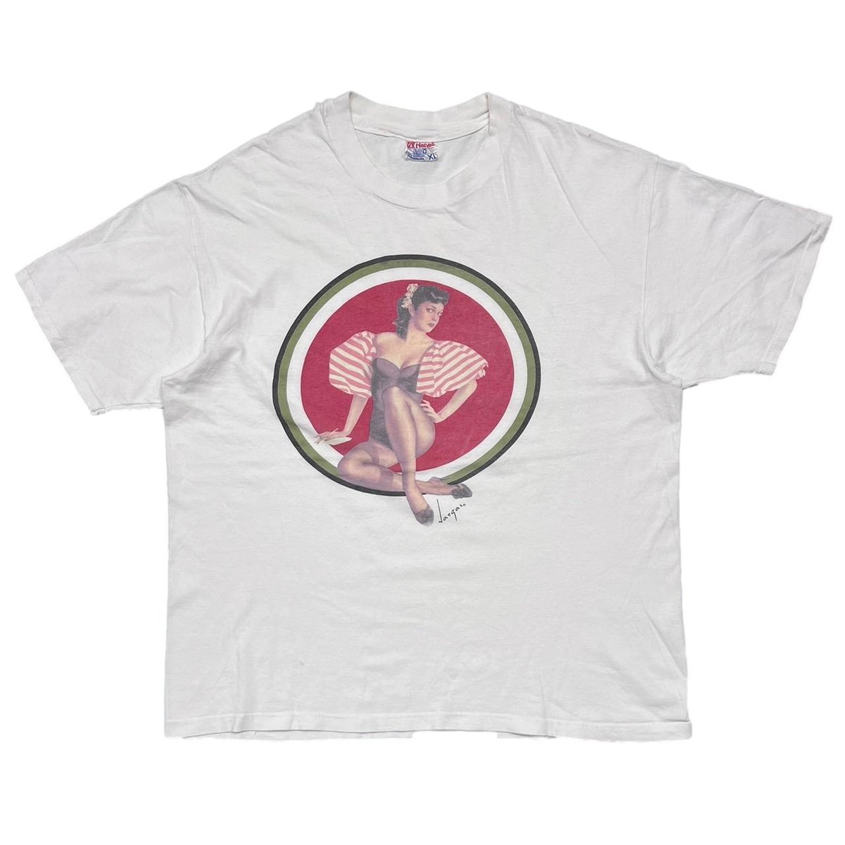 LUCKY STRIKE PINNUP GIRL WHITE HANES XL 4139