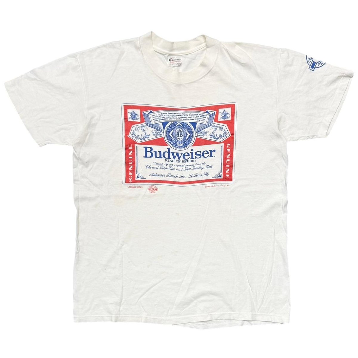 Budweiser 1988 LABEL LOGO WHITE Stedman LARGE 5875