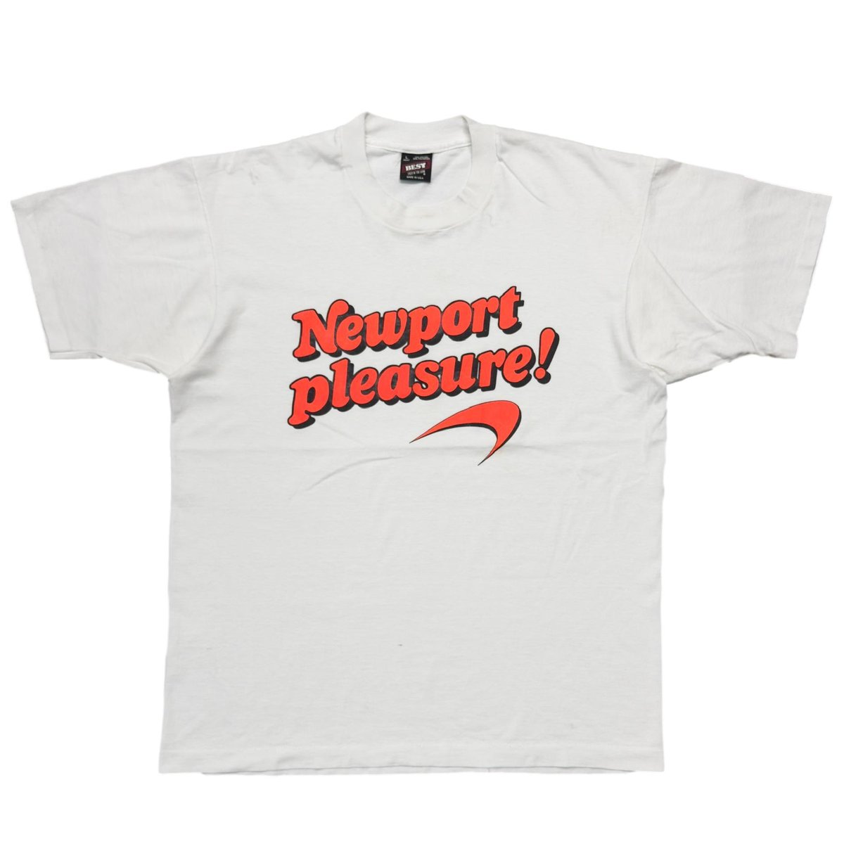 Newport Newport Pleasure! ORANGE TEXT LOGO WHITE FRUIT OF THE LOOM LARGE 6758