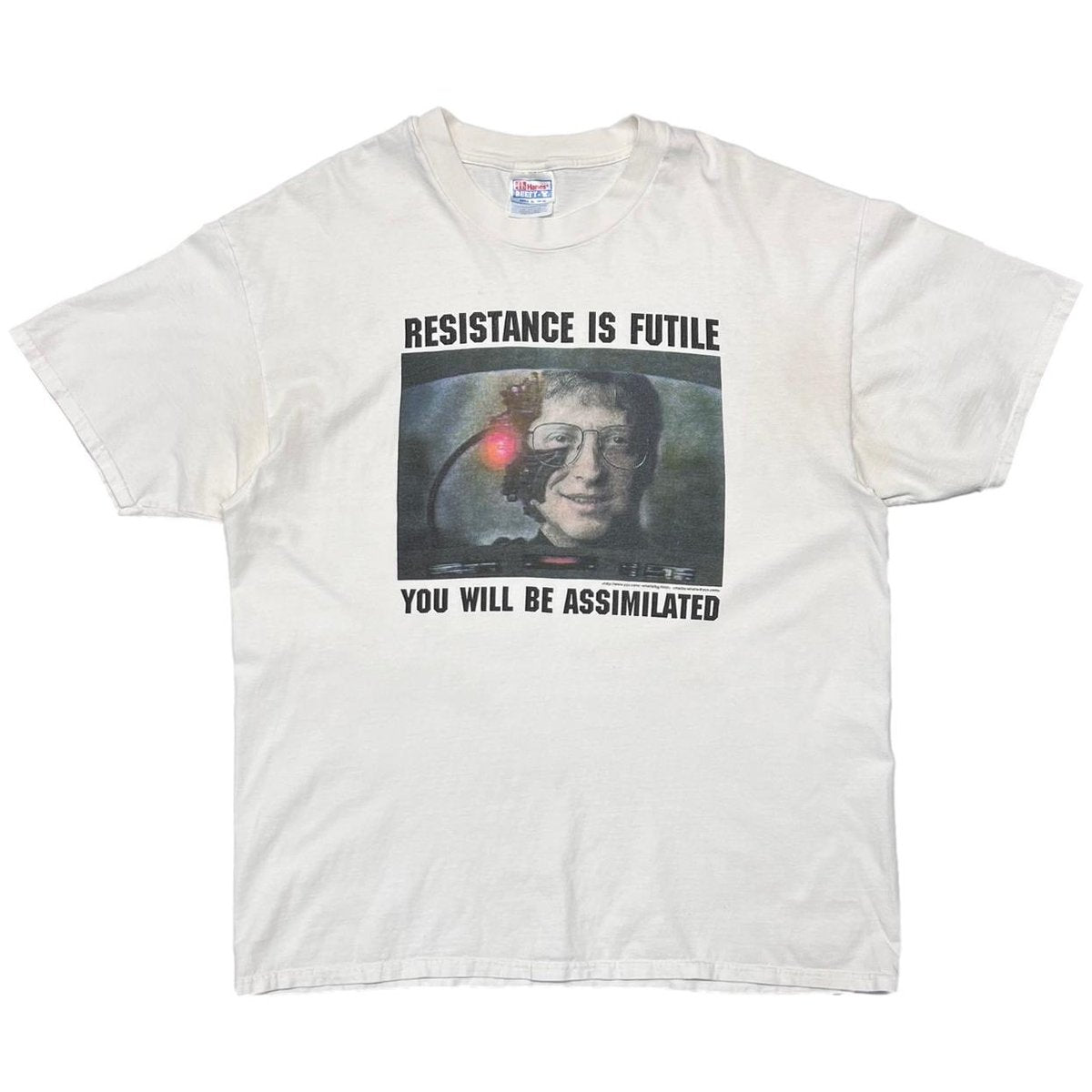 OLD&VINATGE BILL GATES PARODY RESISTANCE IS FUTILE WHITE HANES XL 1395