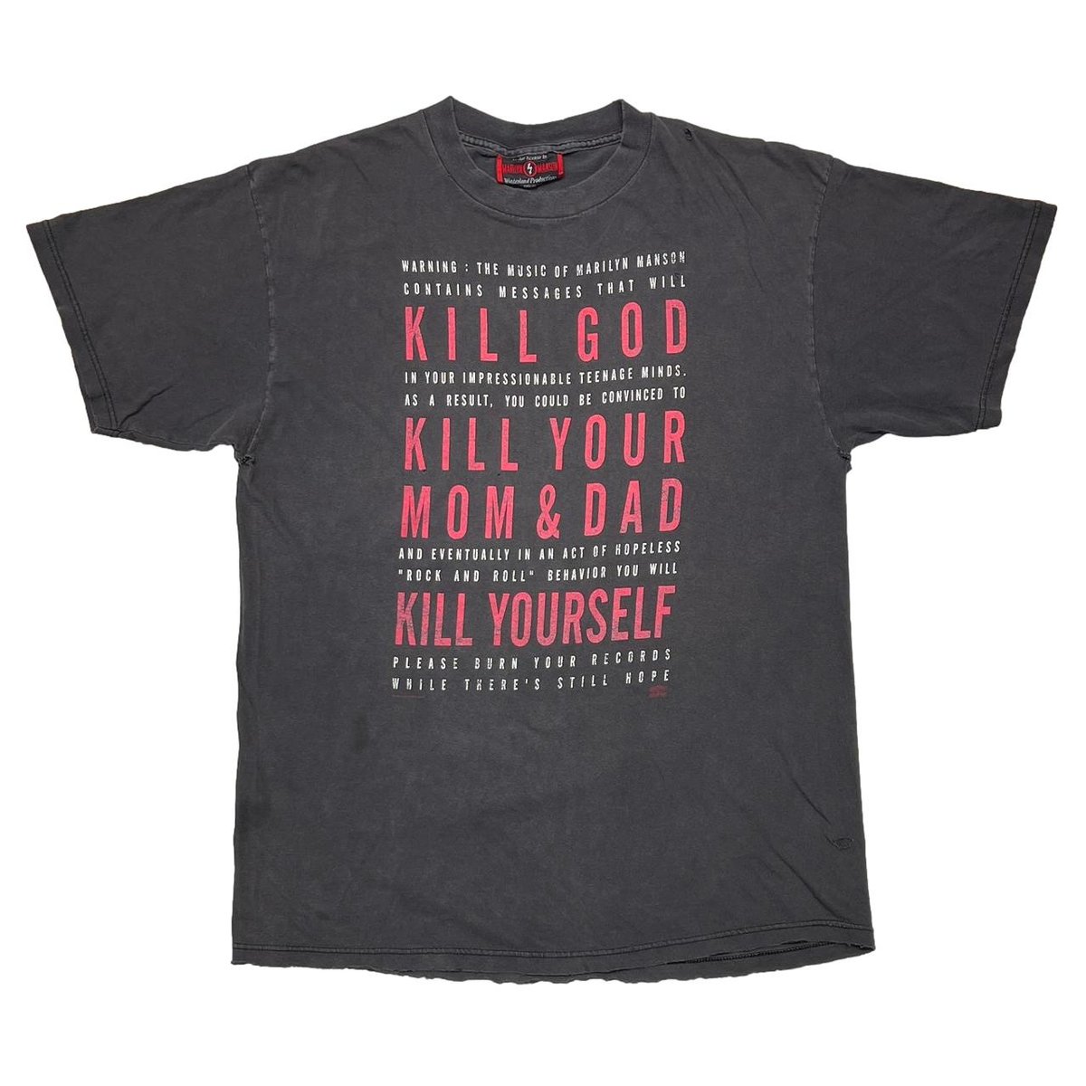 MARILYN MANSON KILL GOD KILL YOUR MOM & DAD KILL YOURSELF MARILYN MANSON TAG FITS LARGE 4082