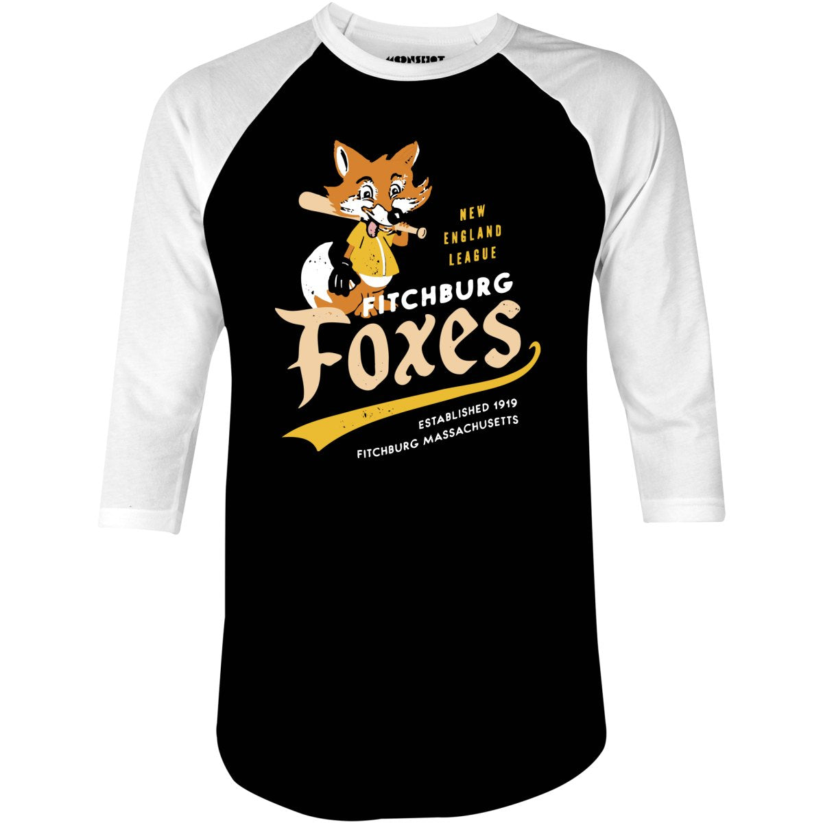 Fitchburg Foxes - Massachusetts - Vintage Defunct Baseball Teams - 3/4 Sleeve Raglan