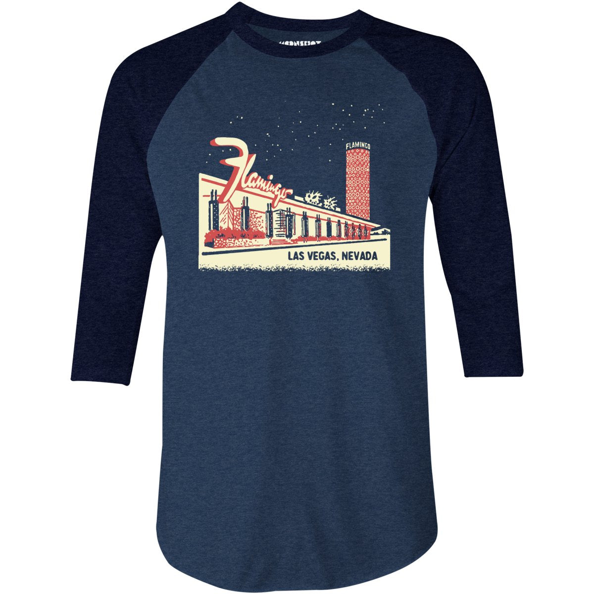 Flamingo Hotel Retro Vintage Las Vegas - 3/4 Sleeve Raglan