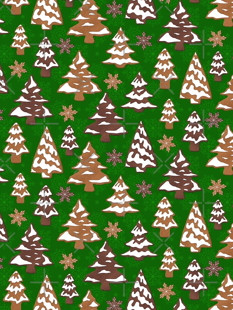 Green Snow Covered Christmas Tree Gingerbread Cookies by WickedRefined - Nicole Demereckis