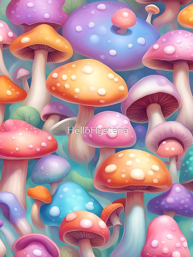 Pastel rainbow mushrooms by HelloHysteria