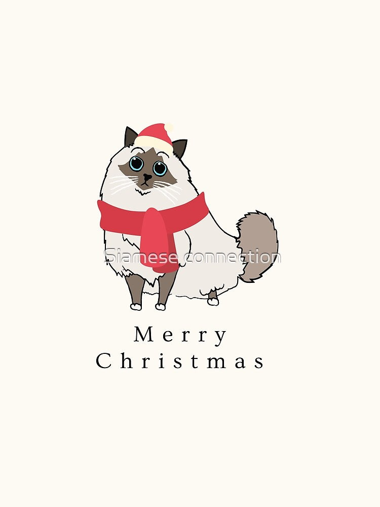 Hand Drawn Siamese Merry Christmas by Siamese connection