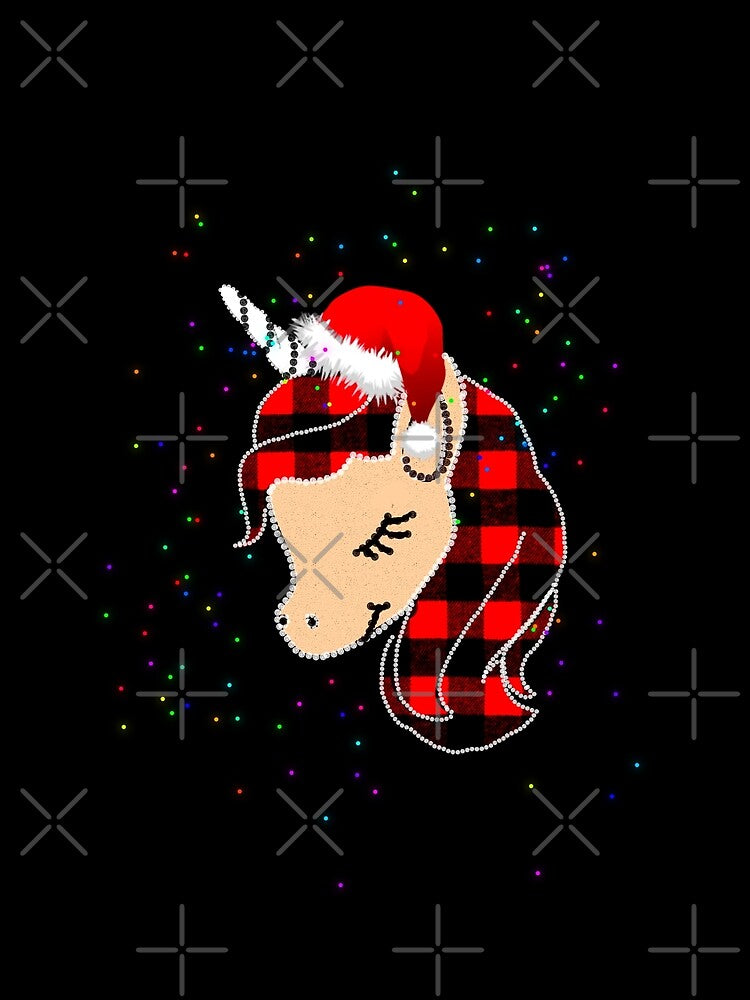 Red buffalo Plaid Unicorn Christmas Pajamas Christmas Lights for Girls, women by AW2 Designs