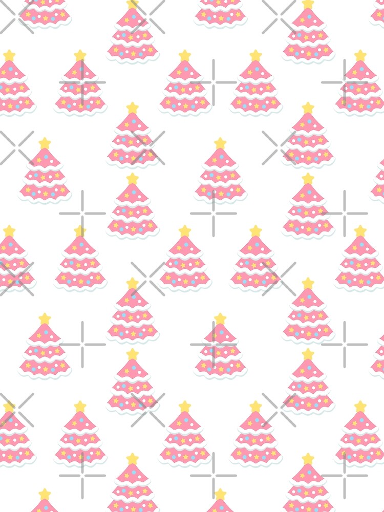 Pink Christmas Trees on White Pattern by Pixels2Patterns