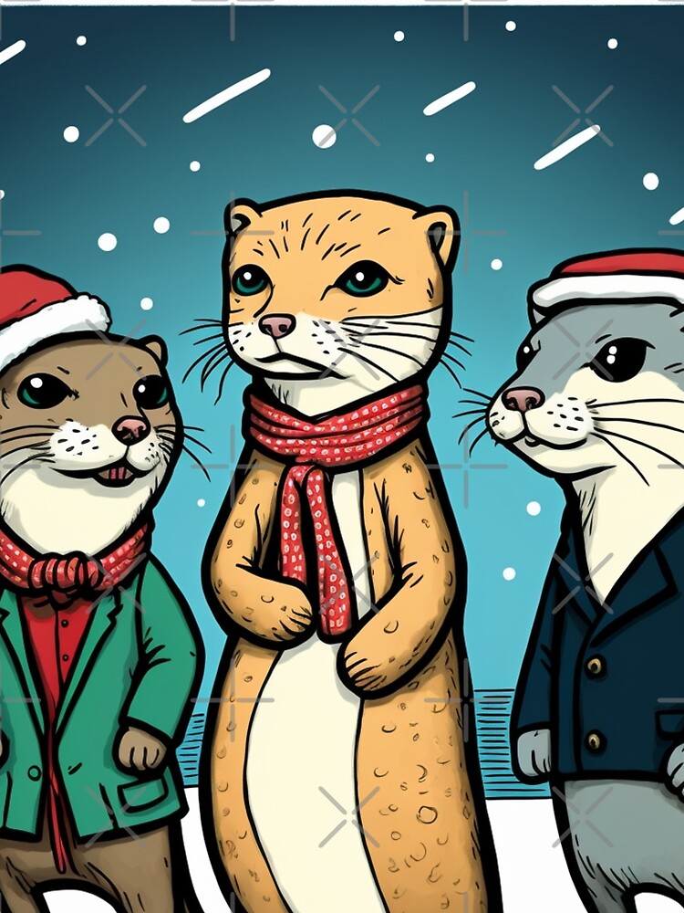3 cute Winter Otter cartoon style by RileyKyler