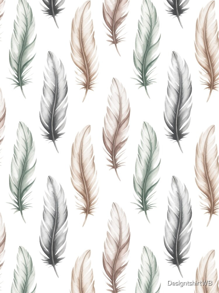 White Champagne Feather Vertical Seamless Pattern On by DesigntshirtWB