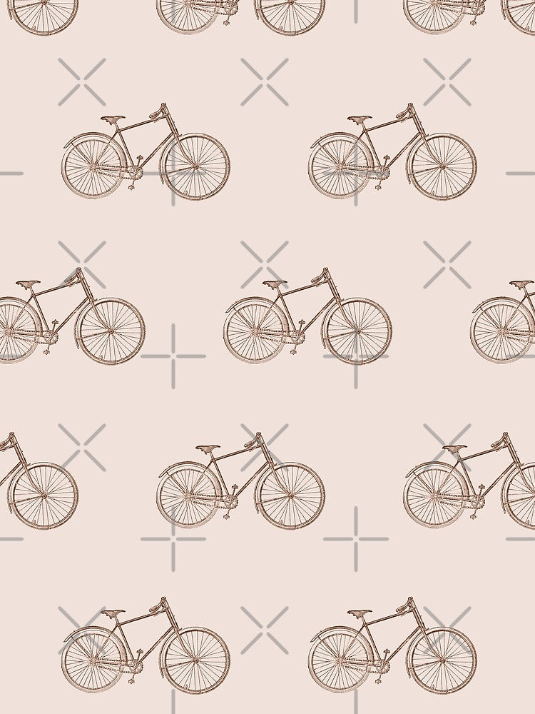 vintage bike pattern dark academia in brown and cream by neopop