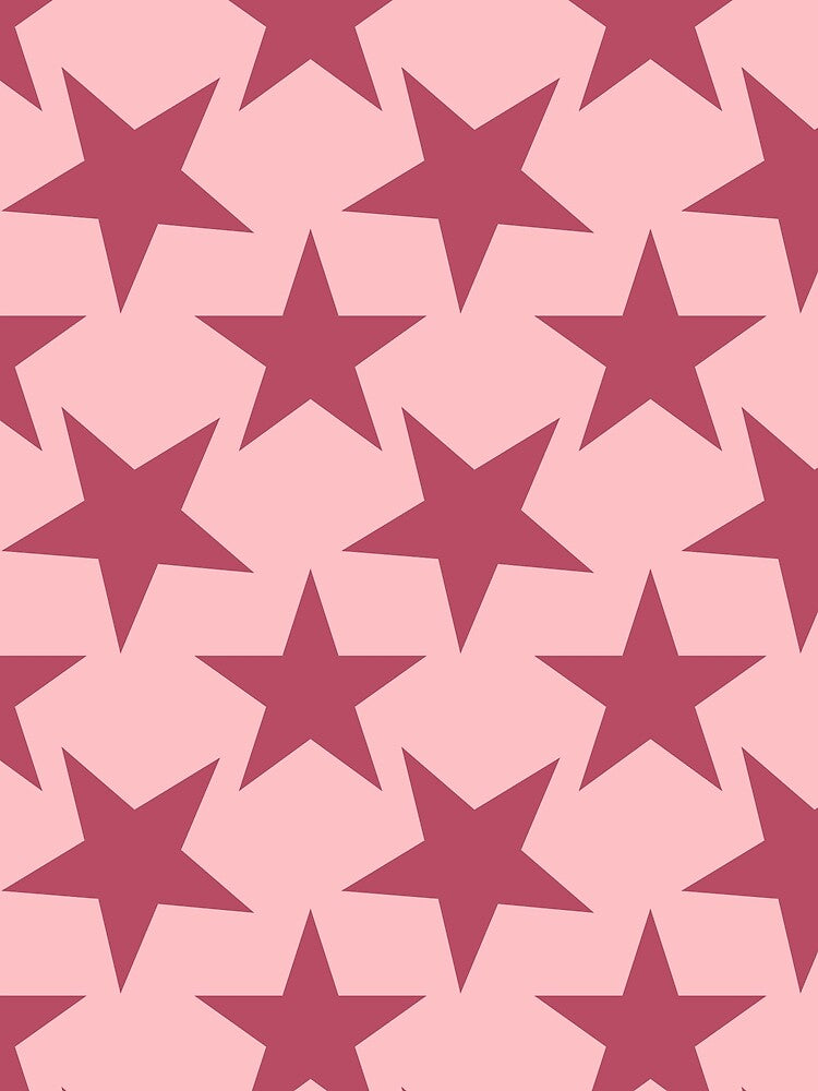 Pink Star Pattern | Geometric Star Motif Design | Preppy Pink Star | Y2K Style Star Pattern | Minimalist Magenta Star Print | Cute Pink Starry Design | Classic Star Shape Pattern by VivaFy