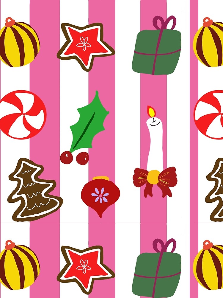 Rich Pink Stripes Merry Christmas Cookies and Ornaments by Designs by Sara Felton