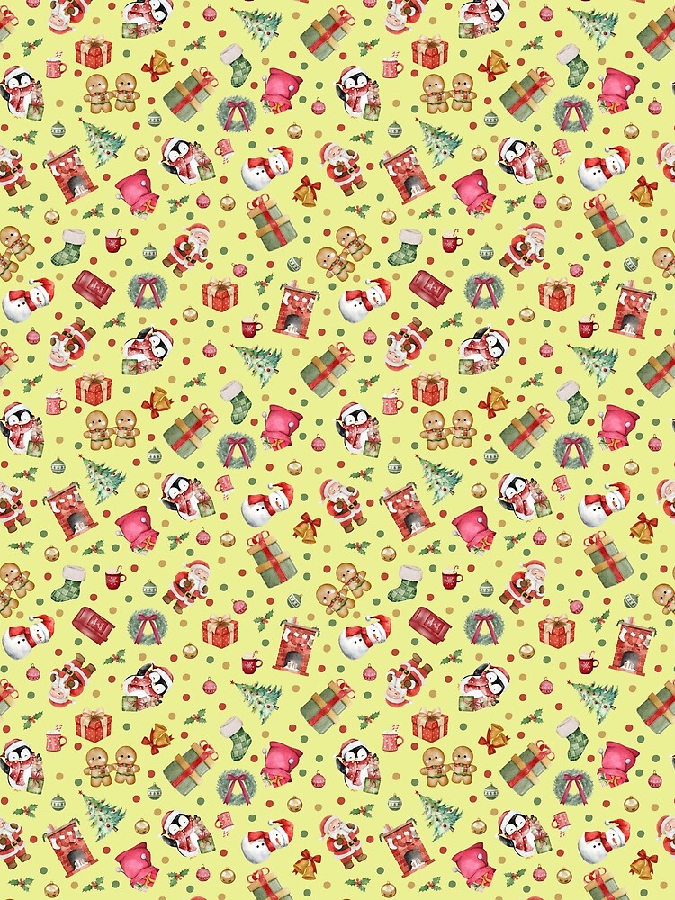 Watercolor Christmas on Yellow by KSimpson838