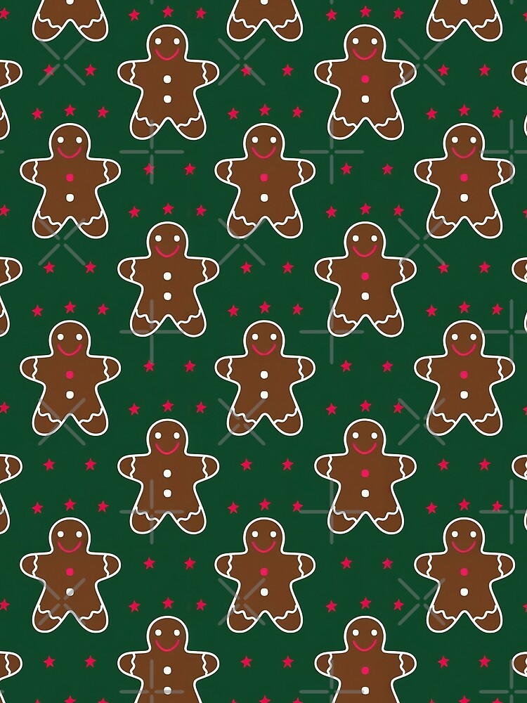 Green Retro Gingerbread Man Seamless Pattern by Sturdust