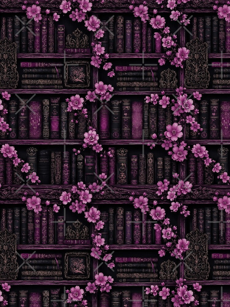 Copy of Dark Gothic Academia Pink Flowers and Antique Books Seamless Pattern by · GAMING SOUL ·
