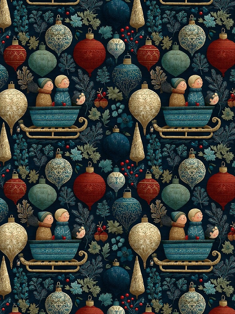 Festive Ornaments and Kids in Blues and Reds by LittleShopOrion