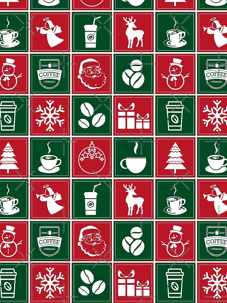Christmas and coffee - I run on coffee and Christmas cheer - Christmas pattern by Alice-Elgawi