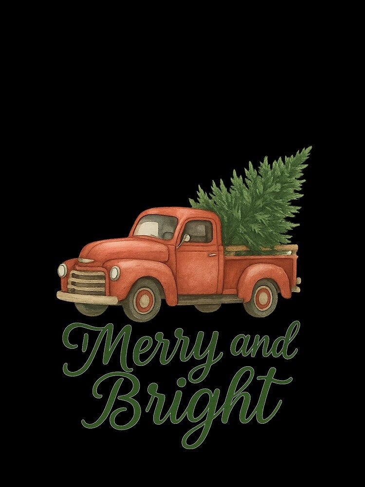 Merry and Bright Red Truck Christmas Tree - Vintage Holiday by PunchDrop