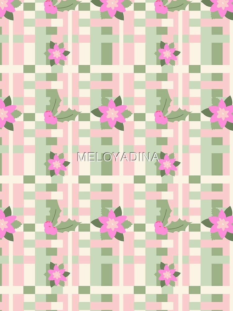 Pink Plaid Christmas Home Decor, Happy Holly-days Card by MELOYADINA