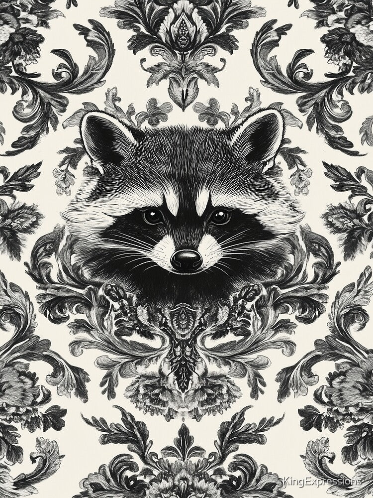 Raccoon Damask by KingExpressions