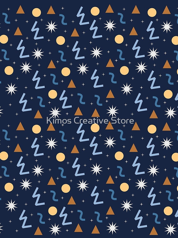 Abstract Winter Night Geometric Stars Pattern by Kimos Creative Store