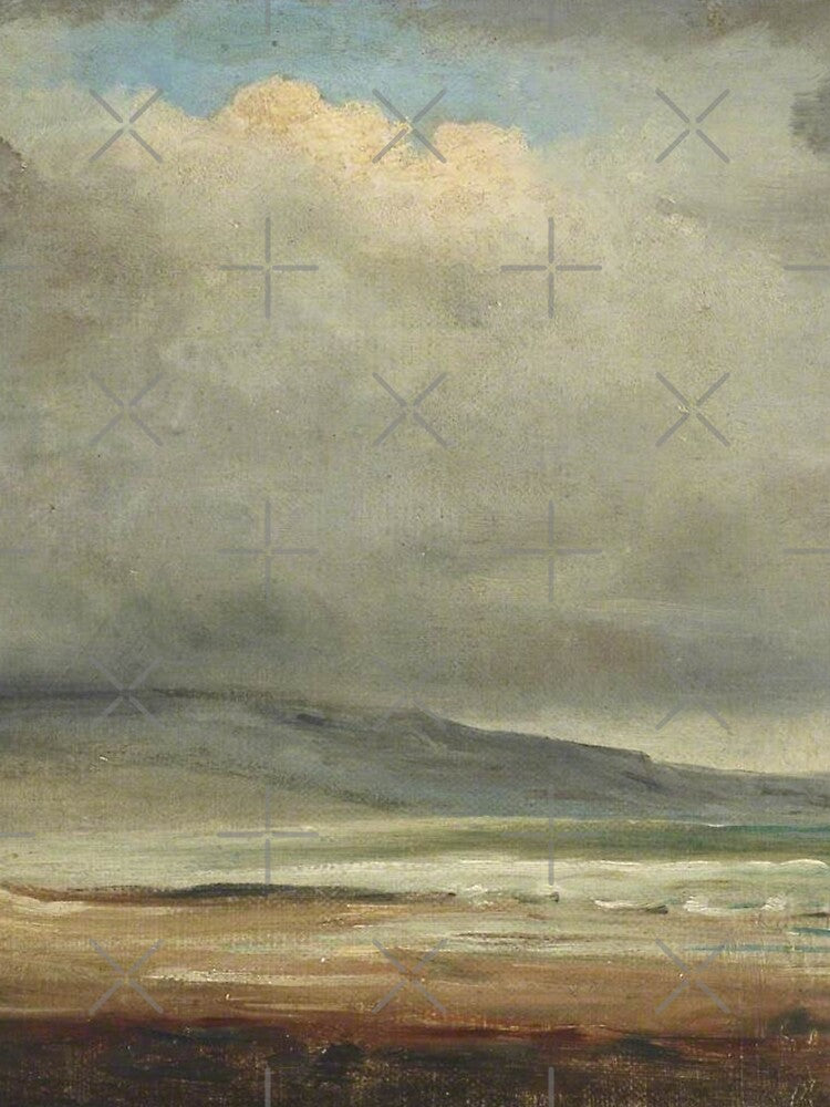 Vintage dark academia landscape with cloudy skies on beach by cutesy