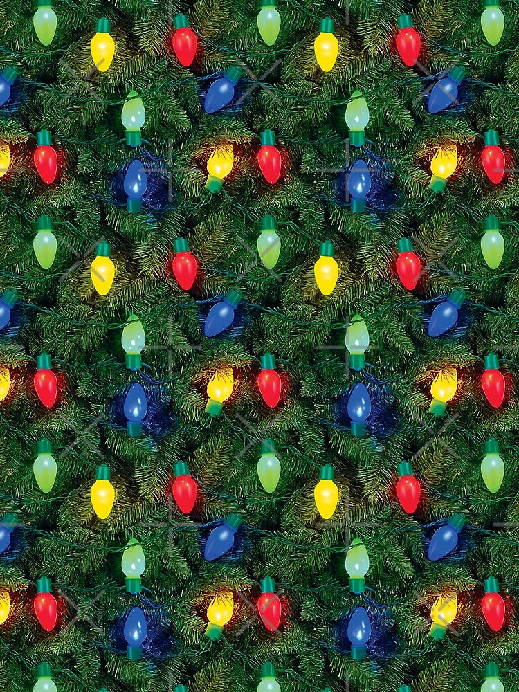 Copy of Bokeh Seamless Real Christmas Tree Camo and Printed Lights Pattern by ChattanoogaTee